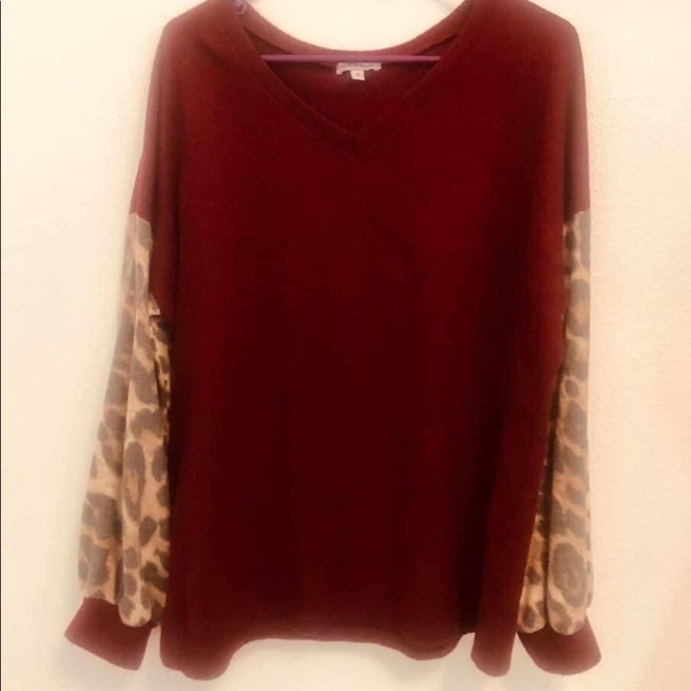 Leopard and Maroon sweater